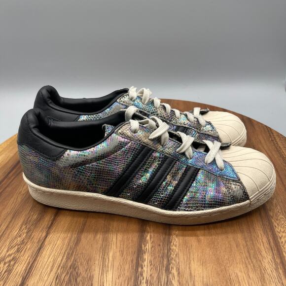 Adidas Superstar 80s Shoes Mens 8 Leather Metallic/Snake Pattern Trainer Sneaker - Picture 1 of 8